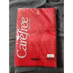 Bardwil Carefree‎ Tablecloth Red 60" x 102" Oblong Scotchgard Made In USA